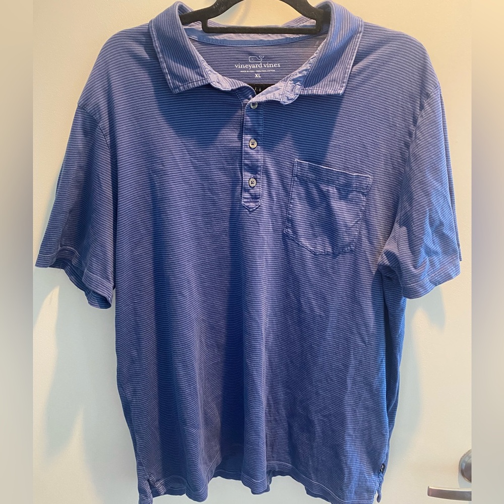 Vineyard Vines Polo Front Pocket 3 Button Blue Shirt